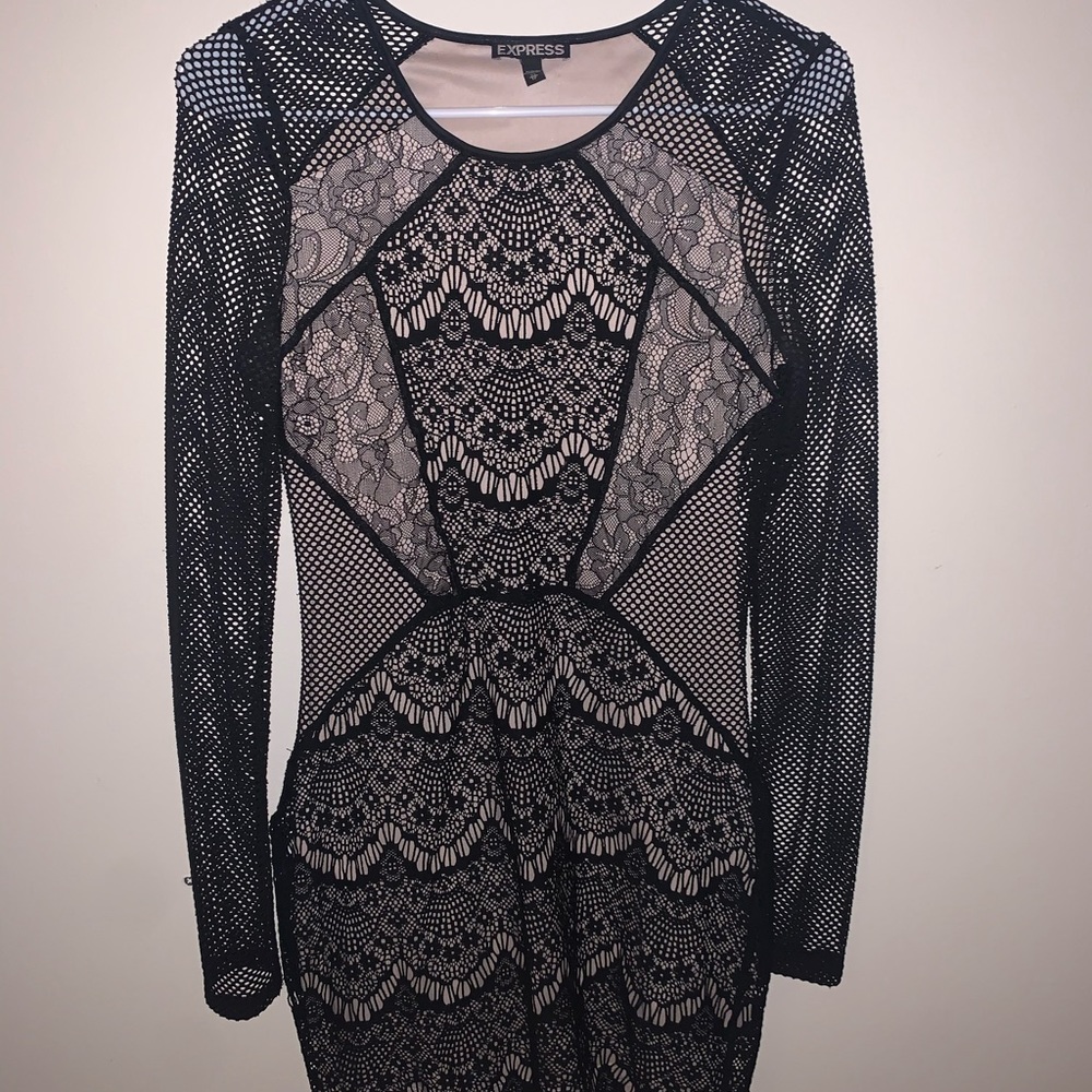 Long sleeve mesh dress